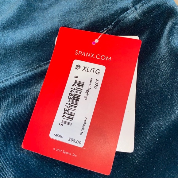 NWT Size XL Spanx Green Malachite Velvet Leggings - Picture 7 of 8